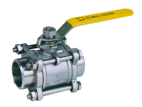 Three-piece welded ball valve